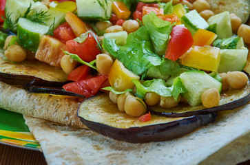 Mediterranean chickpea salad with za’atar and eggplant