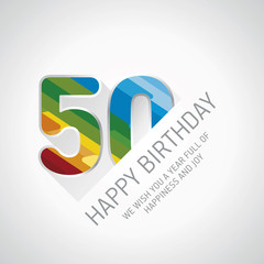 Happy 50th Birthday color design greeting card