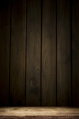 background of barrel and worn old table of wood.