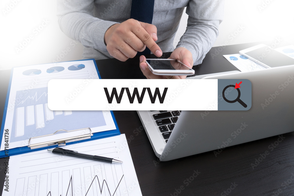Poster www website online internet web page computer browser connection network concept to use www