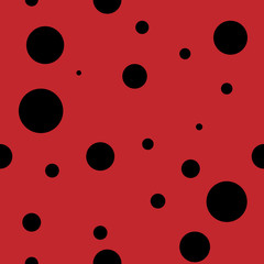 Abstract seamless background design texture with circle round lady-bird elements. Creative vector endless pattern with small shapes ladybug circles.