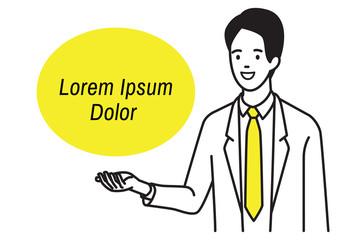 Businessman open palm upward