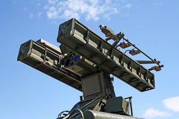 Missile launcher at armored vehicle