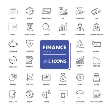 Line icons set. Finance