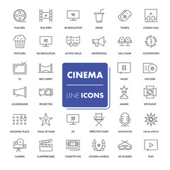 Line icons set. Cinema