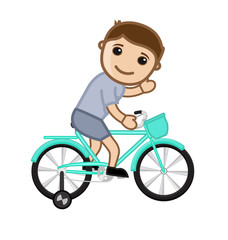 Cute Young Boy on Cycle Vector