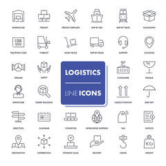 Line icons set. Logistics 