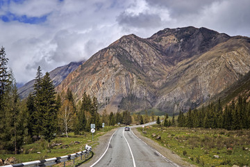 Highway in the mountains among the rocks