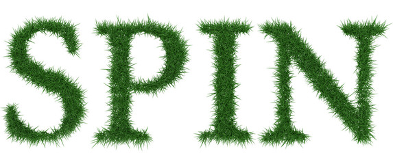 Spin - 3D rendering fresh Grass letters isolated on whhite background.