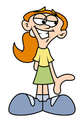 Happy Funny Cartoon Young Girl