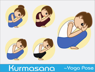 Yoga Cartoon Vector Poses - Kurmasana