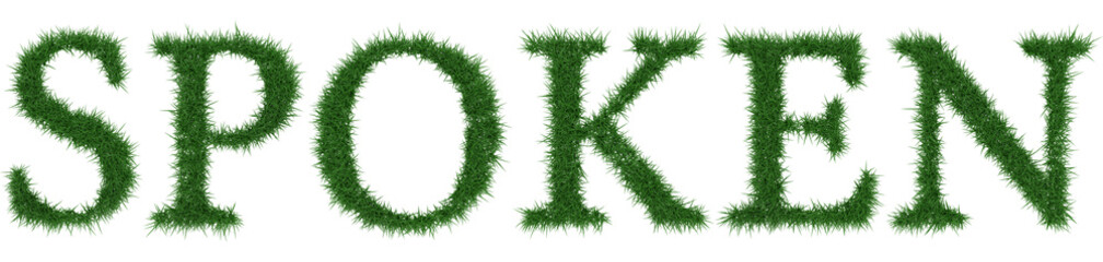 Spoken - 3D rendering fresh Grass letters isolated on whhite background.