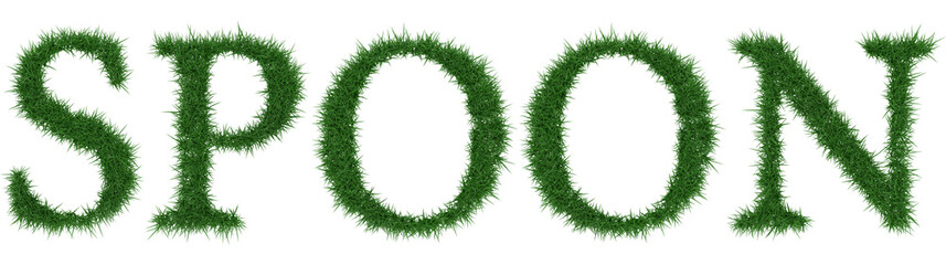 Spoon - 3D rendering fresh Grass letters isolated on whhite background.