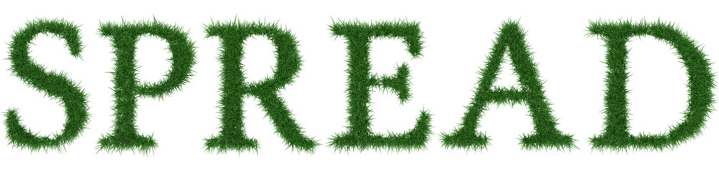 Spread - 3D rendering fresh Grass letters isolated on whhite background.