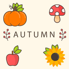 cartoon autumn elements with text