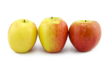 fresh red apples on white background