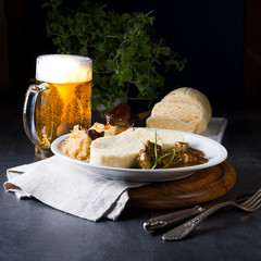 Original Czech dumpling with goulash