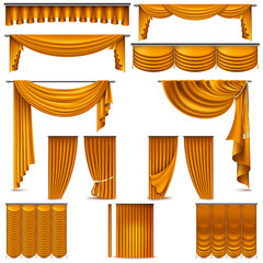 Curtains and draperies interior decoration object. EPS 10