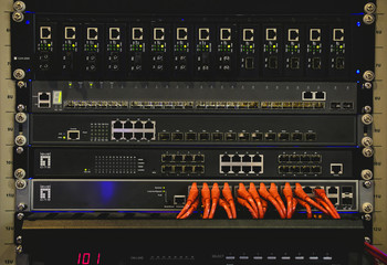 fiber optic with servers in a technology data center