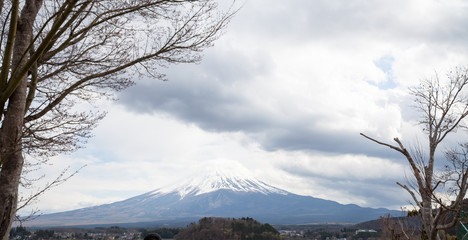 View of Mount Fuji from Kawaguchiko in April