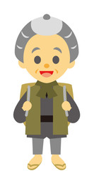 江戸時代　時代劇　カゴを背負うおじいさん