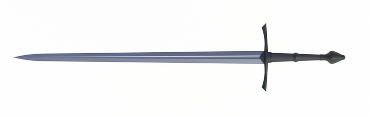 Sword displayed by horizontal, isolated on white background, 3D rendering