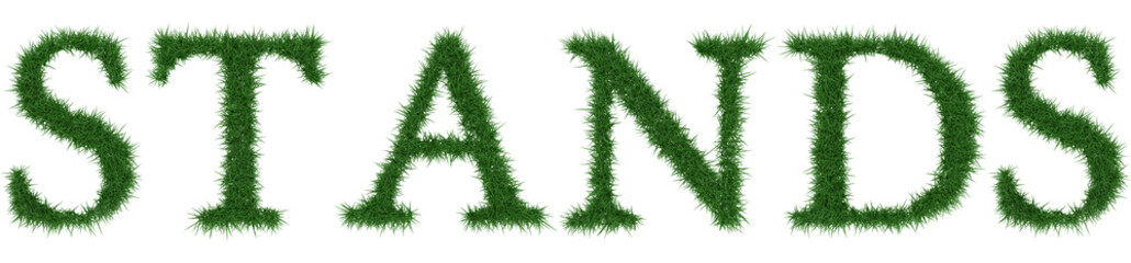 Stands - 3D rendering fresh Grass letters isolated on whhite background.