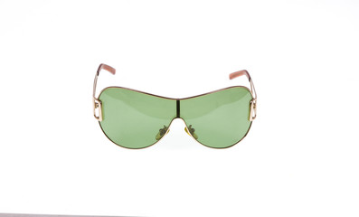 green female sunglasses on white isolated background