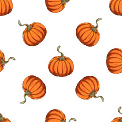 Orange pumpkins seamless pattern.Vector