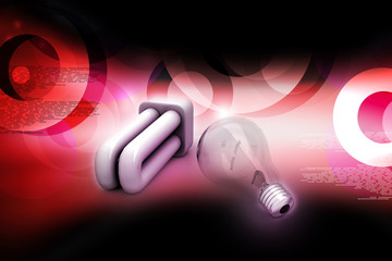 Light bulb and cfl, energy saving concept