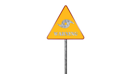 Hurricane Road Sign Isolated On White Background 3D Rendering