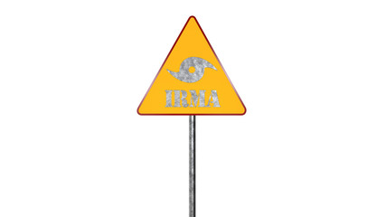 Hurricane Road Sign Isolated On White Background 3D Rendering