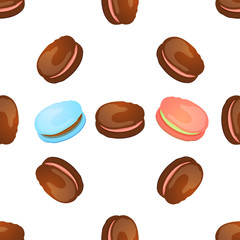 Seamless pattern with colorful macaroon on white. Vector