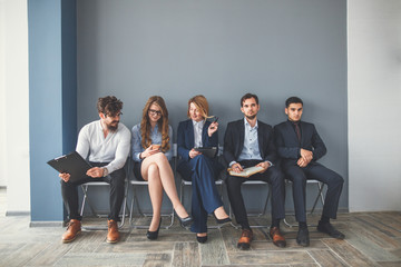 tired candidates came in for an interview and waiting for solution