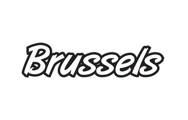brussels europe capital text logo black white icon design