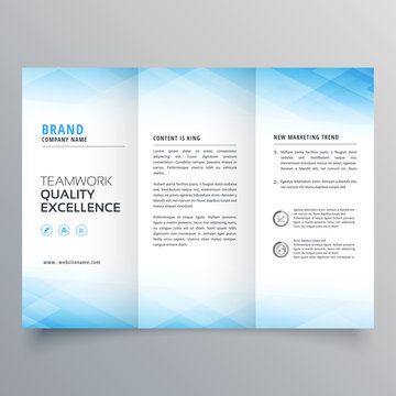 elegant blue trifold brochure flyer design template