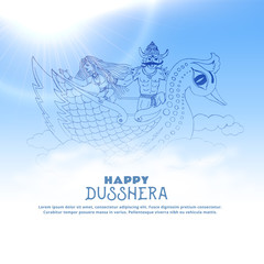 illustration of ravan with sita flying over the clouds, happy dussehra festival