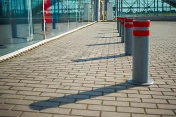 Waiting lines in the airport and security post for passenger check in