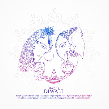 goddess lakshmi and lord ganesha creative happy diwali background