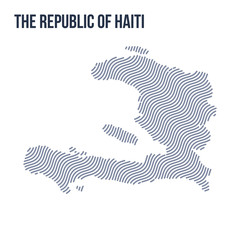 Vector abstract wave map of The Republic of Haiti isolated on a white background.