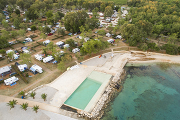 Fototapeta premium camping in istria with drone photographed, sunrise, croatia, aerial photo