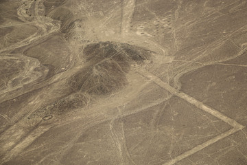 Nazca desert, Peru, hill and straight lines