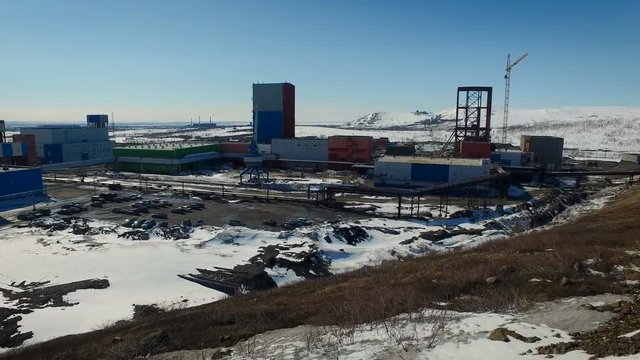 Industrial Factory in Snow-Covered Russia. Aerial View