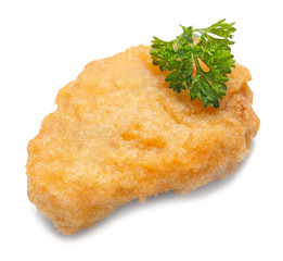 Tasty chicken nugget on white background