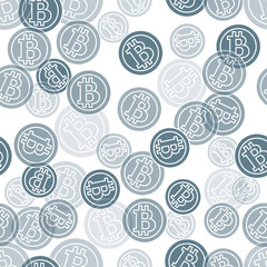 Seamless pattern with bitcoins. Finance and virtual currency.