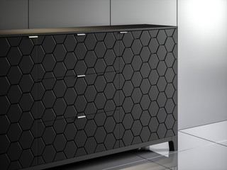 3d render commode in a black interior
