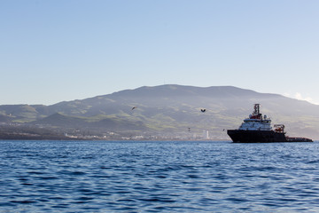 Ship on shore of Sao Miguel, Azores