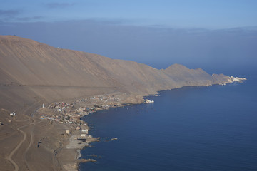 Historic coastal town of Pisagua in the Tarapaca Region of northern Chile.