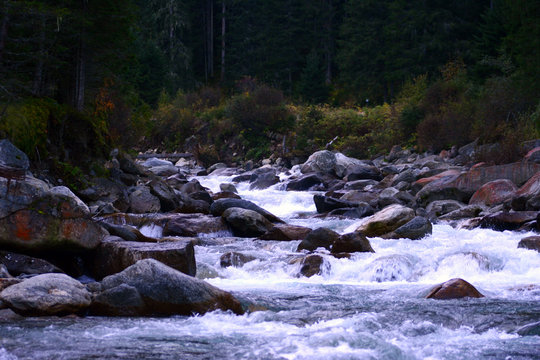 Mountain river, waterfall, Tatri