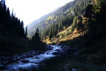 Mountain river, waterfall, Tatri